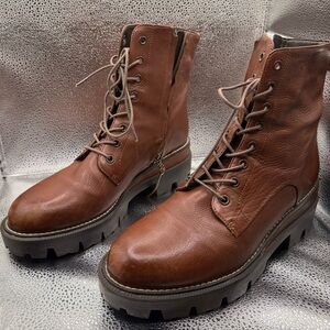 Sam Edelman Women's 8.5 Leather Cognac Garret Platform Combat Boots